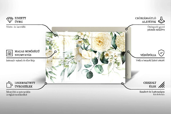 Tagliere in vetro Fiori ad acquerelli