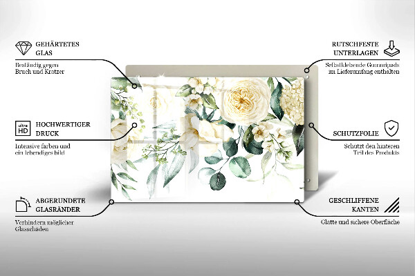 Tagliere in vetro Fiori ad acquerelli