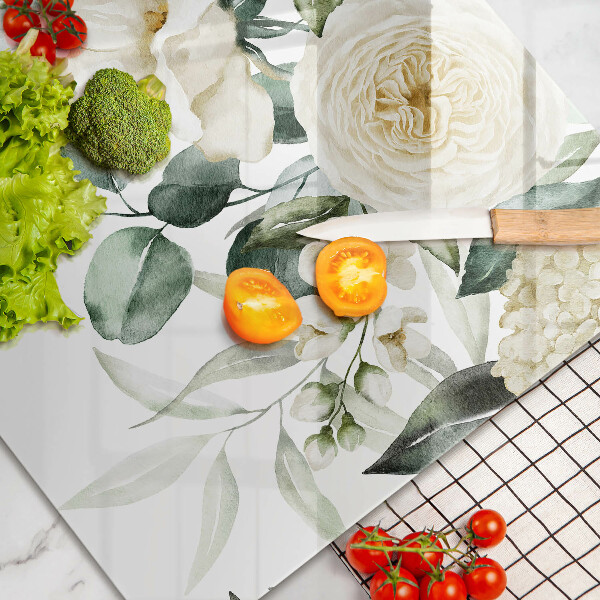 Tagliere in vetro Fiori ad acquerelli