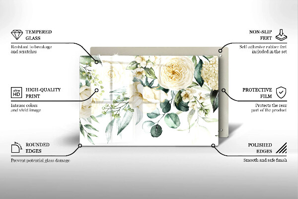 Tagliere in vetro Fiori ad acquerelli