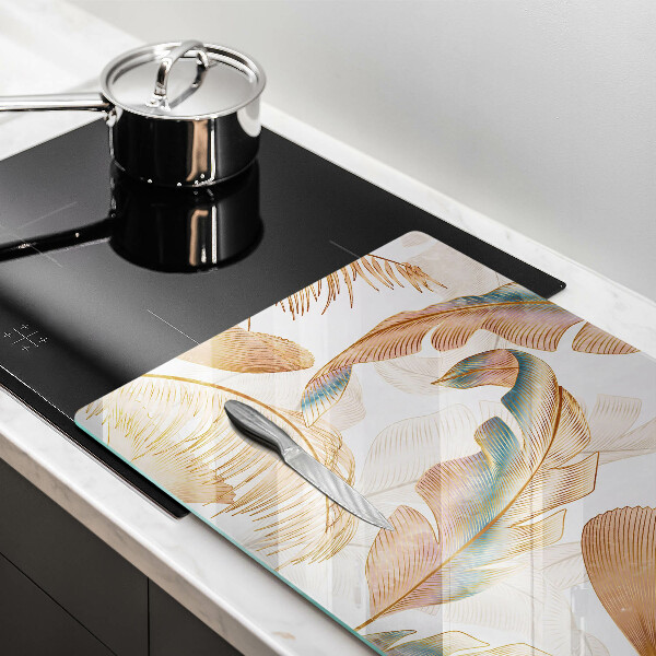 Tagliere in vetro Piume e foglie boho