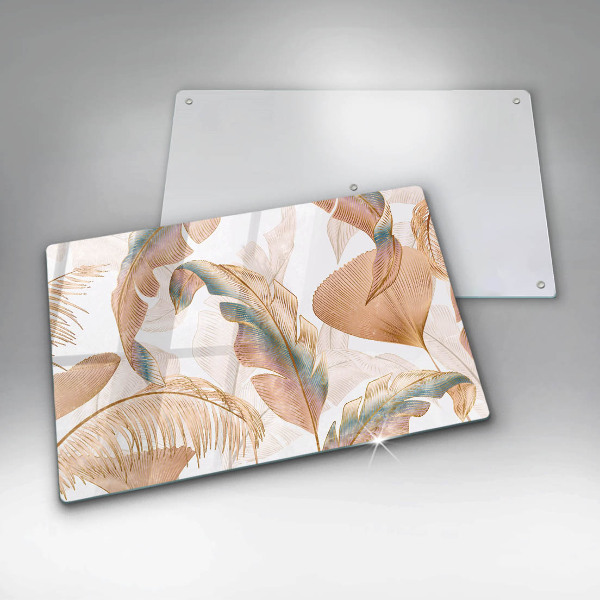 Tagliere in vetro Piume e foglie boho