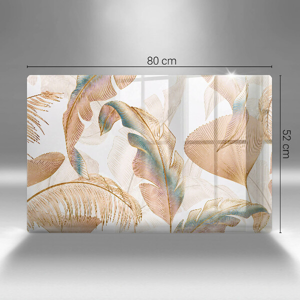 Tagliere in vetro Piume e foglie boho