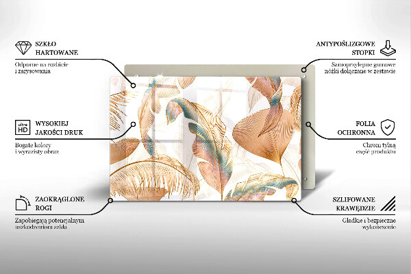 Tagliere in vetro Piume e foglie boho