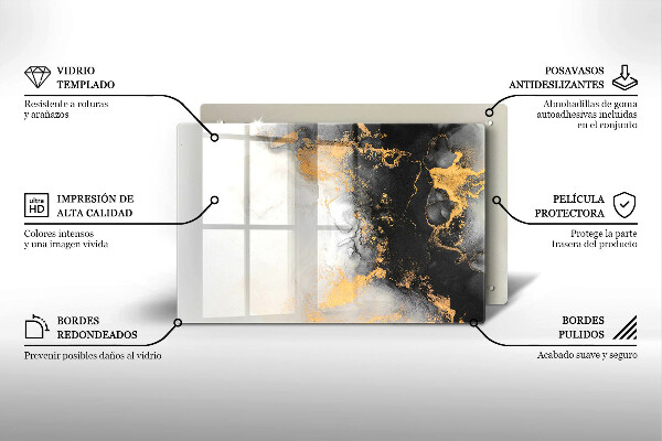 Tagliere in vetro Astrazione con l'oro