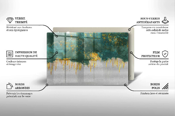 Tagliere in vetro Astrazione con l'oro