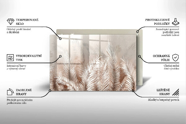 Tagliere in vetro Foglie di vegetazione boho