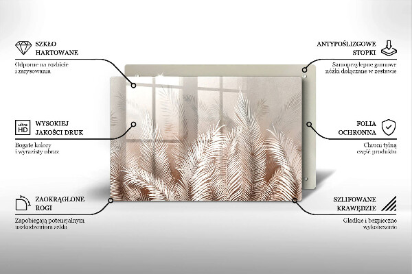 Tagliere in vetro Foglie di vegetazione boho