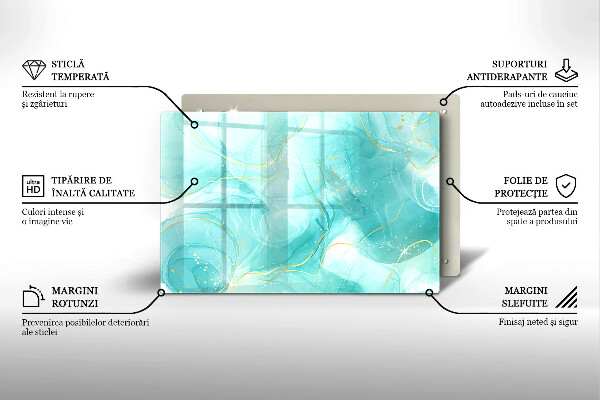 Tagliere in vetro Astrazione blu e oro