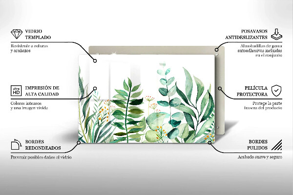 Tagliere in vetro Illustrazione delle foglie delle piante