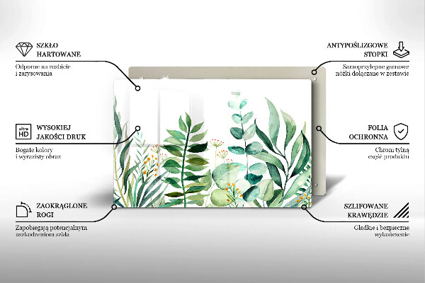 Tagliere in vetro Illustrazione delle foglie delle piante