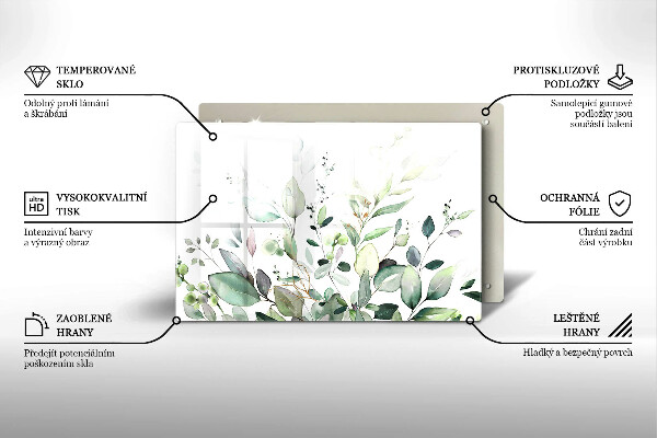 Tagliere in vetro Piante ad acquerello