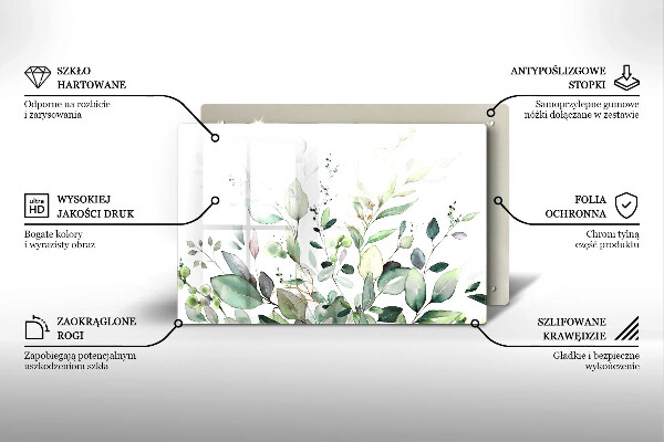 Tagliere in vetro Piante ad acquerello