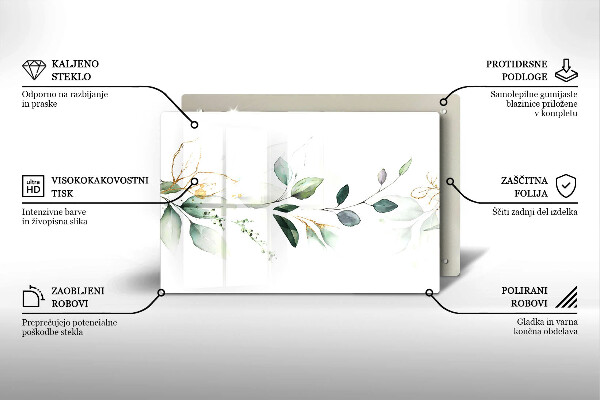 Tagliere in vetro Foglie ad acquerello