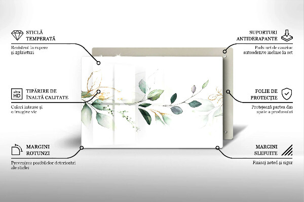 Tagliere in vetro Foglie ad acquerello