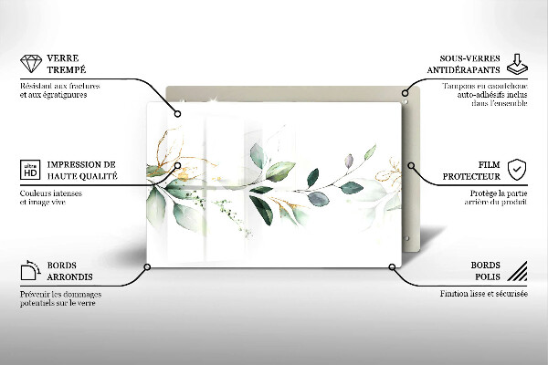 Tagliere in vetro Foglie ad acquerello