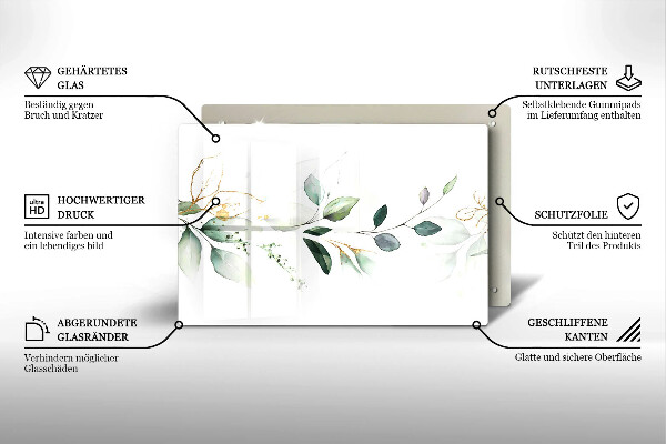 Tagliere in vetro Foglie ad acquerello