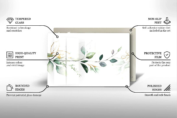 Tagliere in vetro Foglie ad acquerello