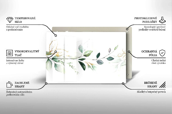 Tagliere in vetro Foglie ad acquerello