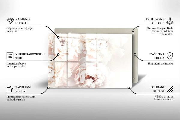 Tagliere in vetro temperato Peonie pastello