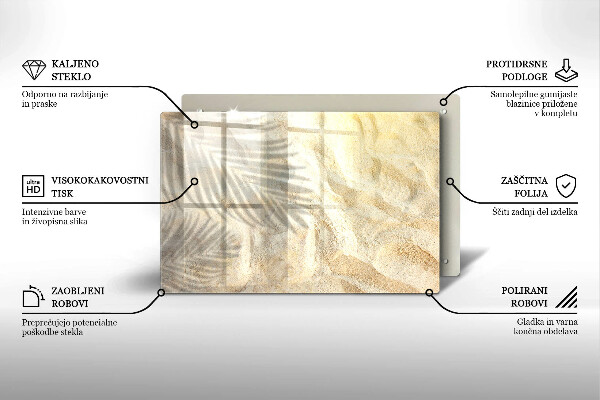 Tagliere in vetro temperato Foglie di palma e sabbia