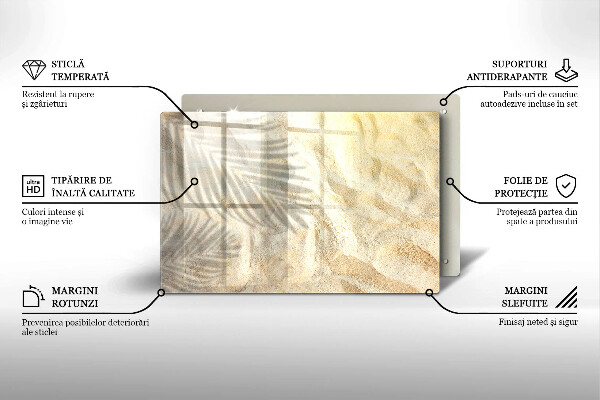 Tagliere in vetro temperato Foglie di palma e sabbia