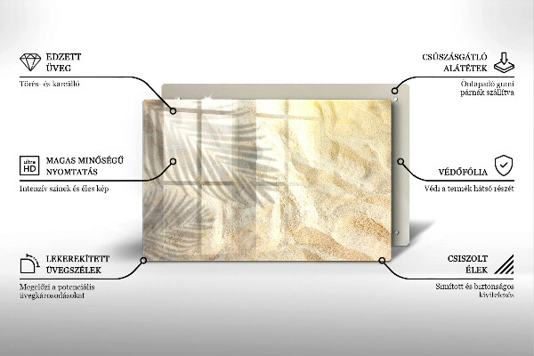 Tagliere in vetro temperato Foglie di palma e sabbia