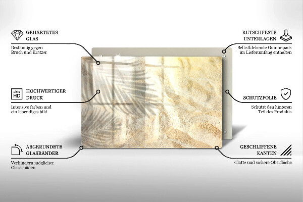 Tagliere in vetro temperato Foglie di palma e sabbia