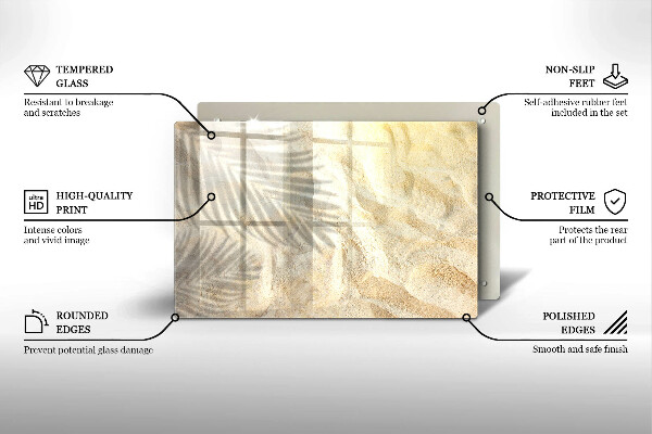 Tagliere in vetro temperato Foglie di palma e sabbia