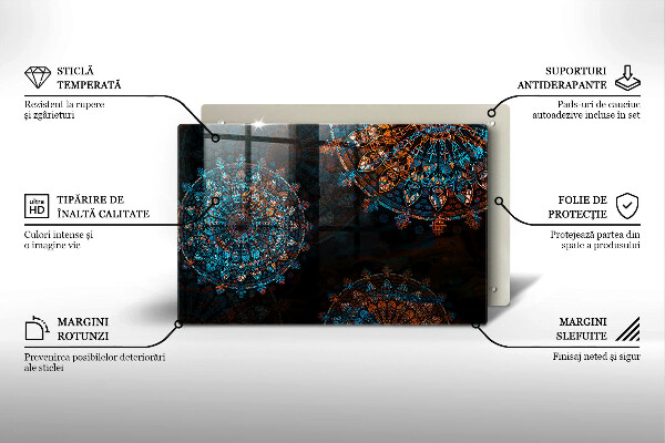 Tagliere in vetro temperato Ruote vintage boho