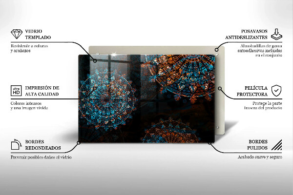 Tagliere in vetro temperato Ruote vintage boho