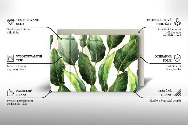 Tagliere in vetro temperato Foglie di banana