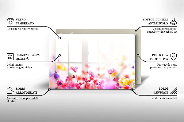 Tagliere in vetro temperato Prato fiorito