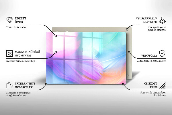 Tagliere in vetro temperato Piume pastello
