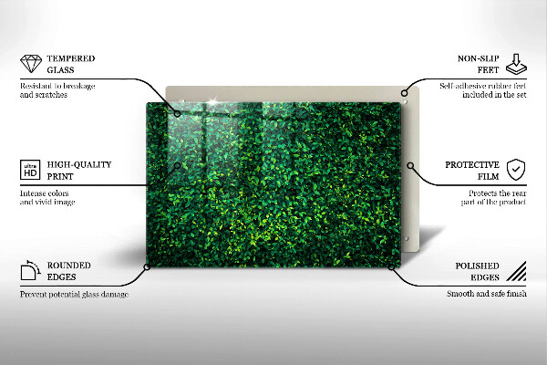 Tagliere in vetro temperato Pianta con foglie piccole