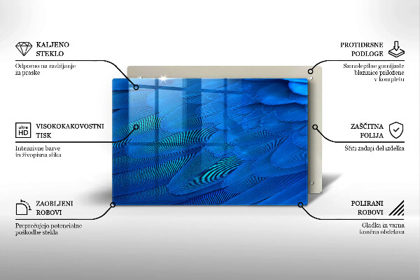Tagliere in vetro temperato Piume di uccelli