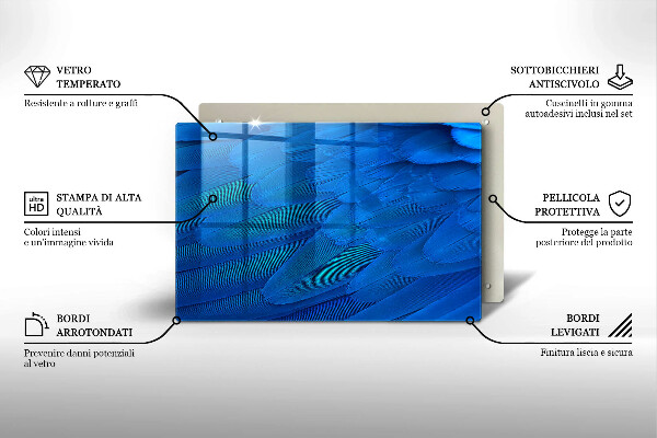 Tagliere in vetro temperato Piume di uccelli
