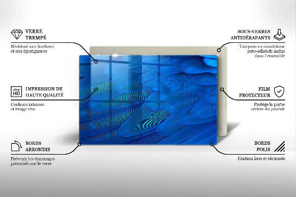 Tagliere in vetro temperato Piume di uccelli