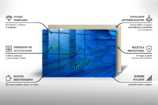 Tagliere in vetro temperato Piume di uccelli