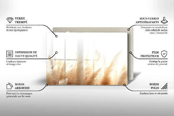 Tagliere in vetro temperato Erba della pampa