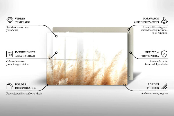 Tagliere in vetro temperato Erba della pampa