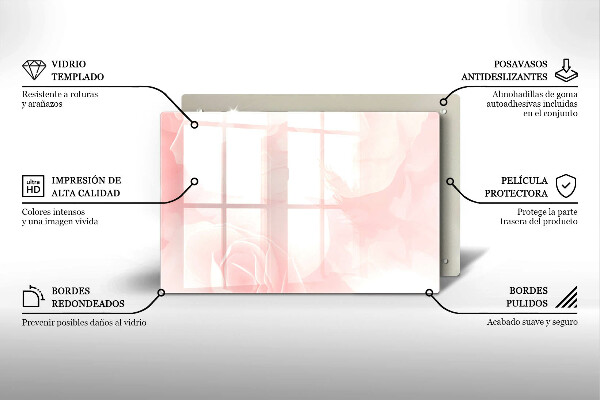 Tagliere in vetro temperato Sfondo di rose pastello