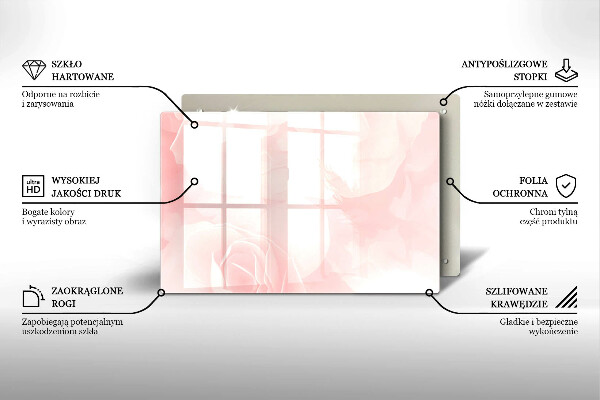 Tagliere in vetro temperato Sfondo di rose pastello