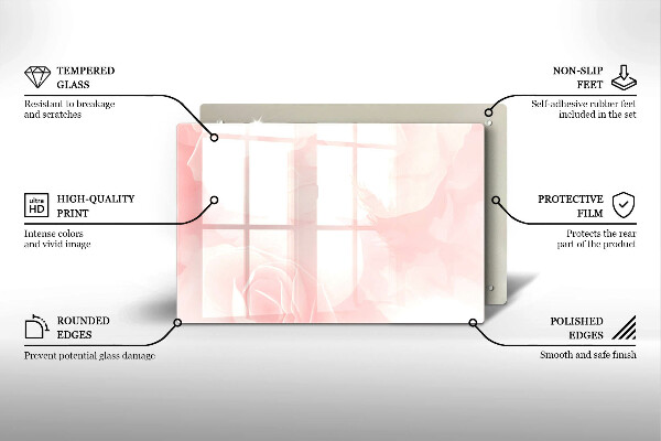 Tagliere in vetro temperato Sfondo di rose pastello