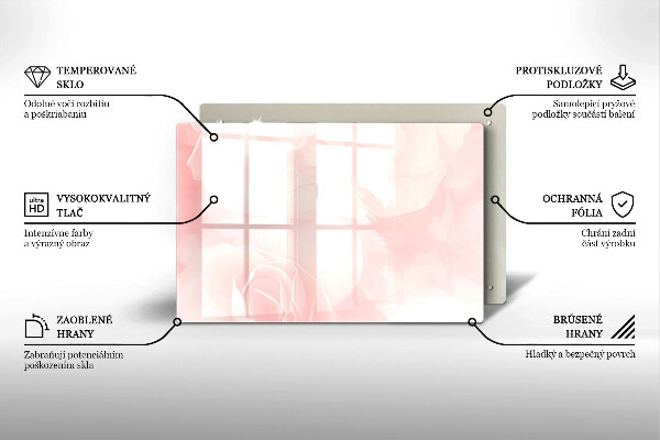 Tagliere in vetro temperato Sfondo di rose pastello