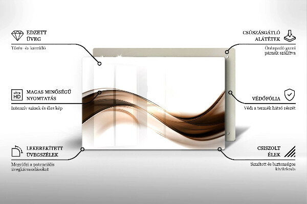 Tagliere in vetro temperato Linee marroni astratte