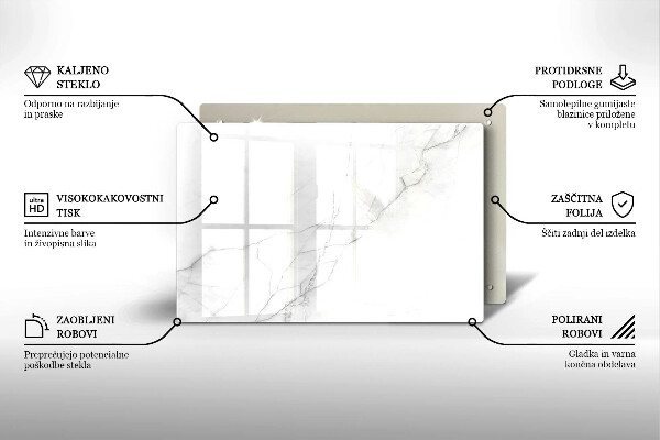 Tagliere in vetro temperato Sfondo di pietra di marmo