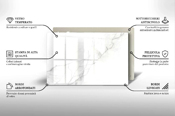Tagliere in vetro temperato Sfondo di pietra di marmo