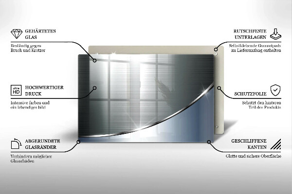 Tagliere in vetro temperato Modello di astrazione in metallo