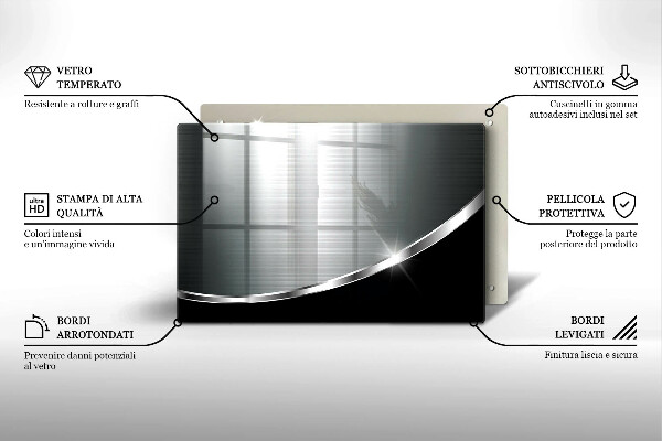 Tagliere in vetro temperato Astrazione con metallo